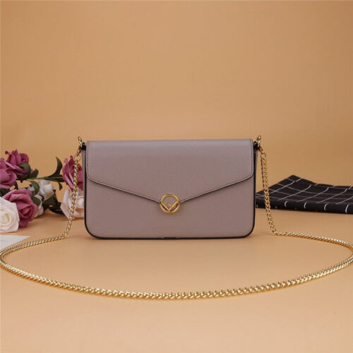 High Quality Luxury Fendi Three-Piece Wallet Gray