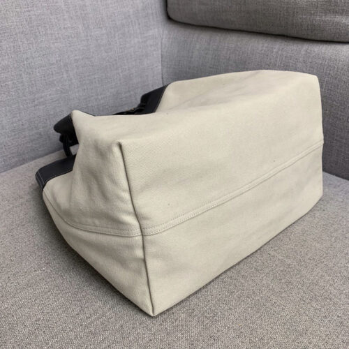 High Quality Luxury Bottega Veneta Quad Leather-Trimmed Canvas Tote Bag In Black White product detail