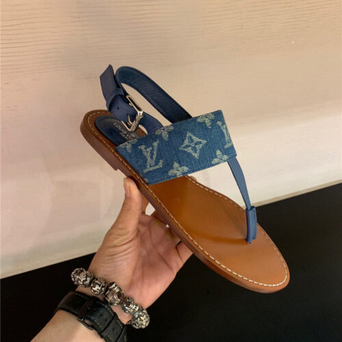High Quality Luxury Louis Vuitton Brown Flat Sandals For Women