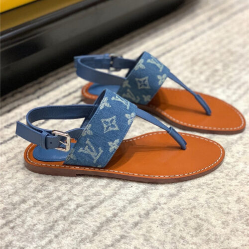High Quality Luxury Louis Vuitton Brown Flat Sandals For Women alternate view