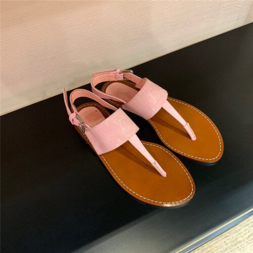 High Quality Luxury Louis Vuitton Brown Flat Sandals For Women Pink product detail