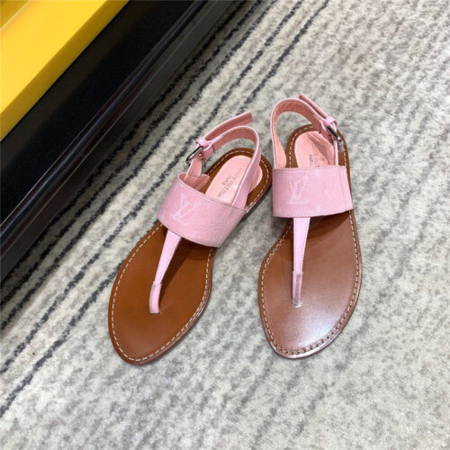 High Quality Luxury Louis Vuitton Brown Flat Sandals For Women Pink alternate view