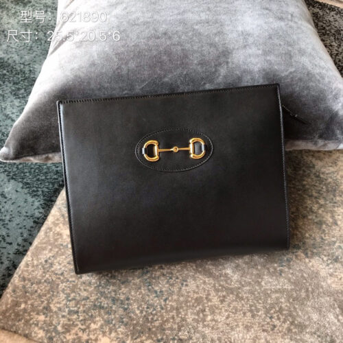 High Quality Luxury Gucci 1955 Horsebit Pouch Clutch Bag Black