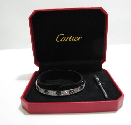 High Quality Luxury Cartier Love Bracelet Silver Full Diamonds alternate view