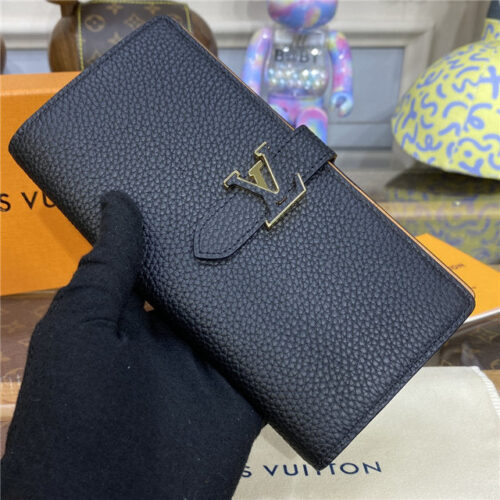 High Quality Luxury Louis Vuitton Vertical Wallet Black alternate view