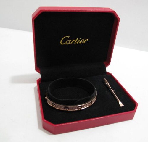 High Quality Luxury Cartier Love Bracelet Rose Gold Full Diamonds alternate view