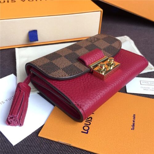 High Quality Luxury Louis Vuitton Croisette Compact Wallet Damier Ebene Lie De Vin product detail