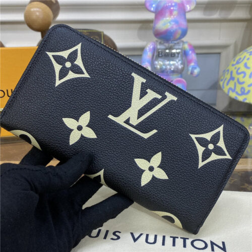 High Quality Luxury Louis Vuitton Zippy Wallet Black/Beige alternate view