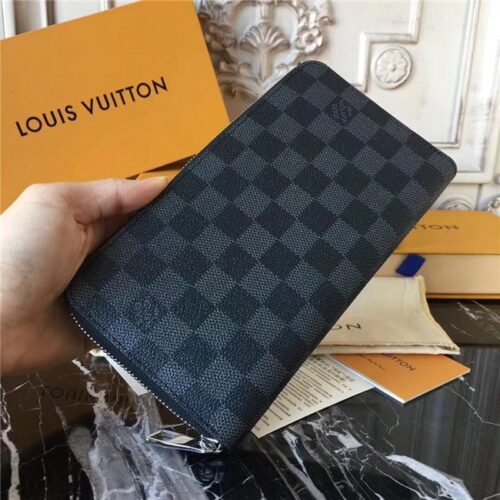 High Quality Luxury Louis Vuitton Zippy Organizer Damier Graphite Canvas alternate view