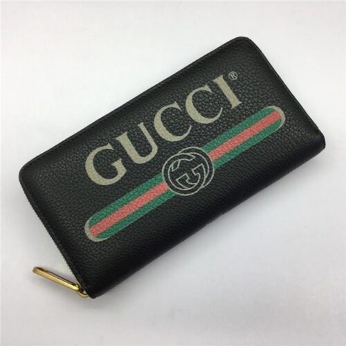 High Quality Luxury Gucci Print Leather Zip Around Wallet (Varied Colors) alternate view