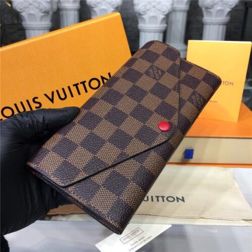High Quality Luxury Louis Vuitton Josephine Wallet Damier Ebene Canvas Red alternate view