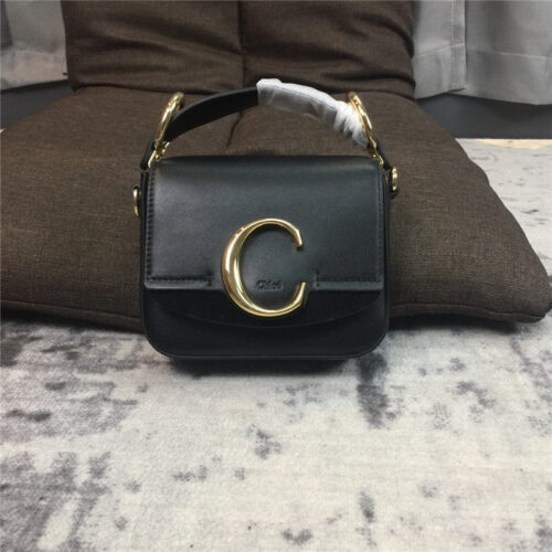 High Quality Luxury Chloe C Mini Square Bag Black