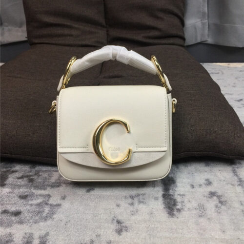 High Quality Luxury Chloe C Mini Square Bag White