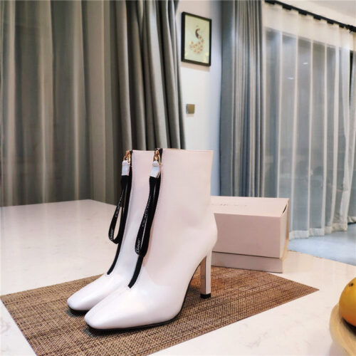 High Quality Luxury Jimmy Choo Logo Zipper Square Toe Ankle Boots – Style 16119