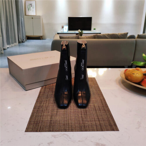 High Quality Luxury Jimmy Choo Logo Zipper Square Toe Ankle Boots – Style 11031 product detail