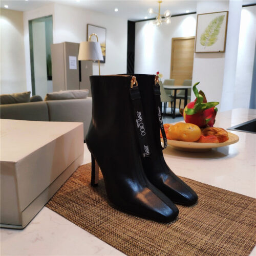 High Quality Luxury Jimmy Choo Logo Zipper Square Toe Ankle Boots – Style 11031