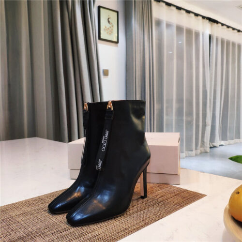 High Quality Luxury Jimmy Choo Logo Zipper Square Toe Ankle Boots – Style 11031 alternate view