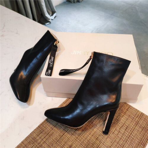 High Quality Luxury Jimmy Choo Logo Zipper Square Toe Ankle Boots – Style 11031 product detail