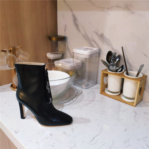 High Quality Luxury Jimmy Choo Logo Zipper Square Toe Ankle Boots – Style 11031 product detail