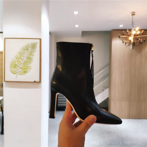 High Quality Luxury Jimmy Choo Logo Zipper Square Toe Ankle Boots – Style 11031 product detail