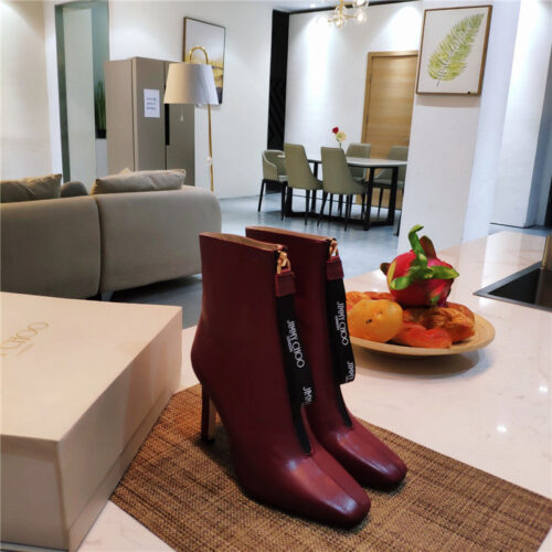 High Quality Luxury Jimmy Choo Logo Zipper Square Toe Ankle Boots product detail