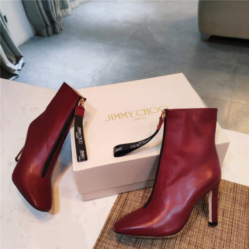 High Quality Luxury Jimmy Choo Logo Zipper Square Toe Ankle Boots product detail
