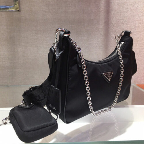 High Quality Luxury Prada Made-In-Italy Unisex Nylon Black Messenger Bag alternate view