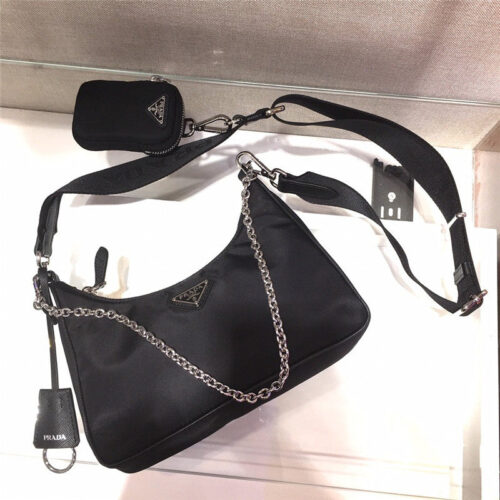 High Quality Luxury Prada Made-In-Italy Unisex Nylon Black Messenger Bag product detail
