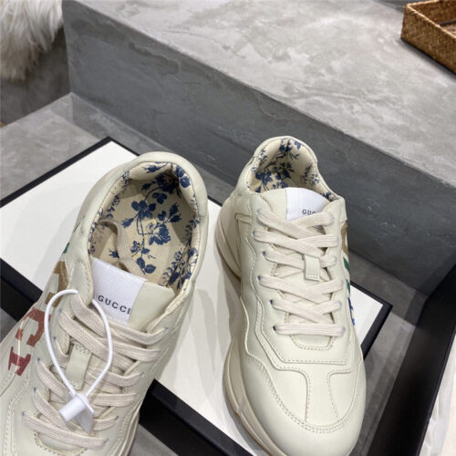 High Quality Luxury Womens Rhyton Gucci Logo Leather Sneaker Lovers product detail