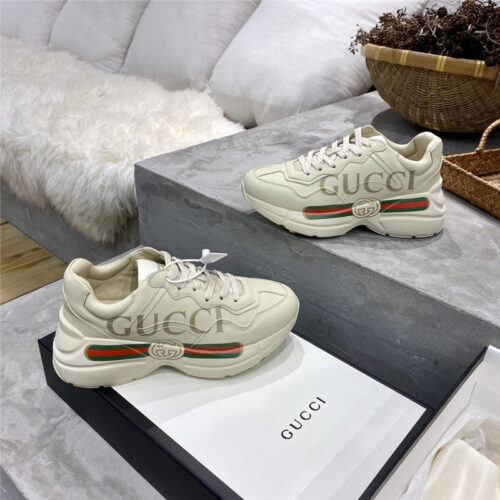 High Quality Luxury Womens Rhyton Gucci Logo Leather Sneaker Lovers alternate view