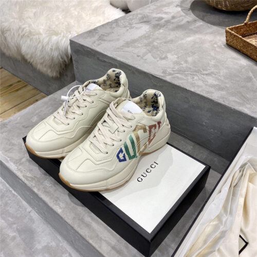 High Quality Luxury Womens Rhyton Gucci Logo Leather Sneaker Lovers product detail