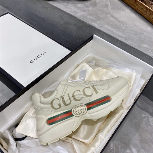 High Quality Luxury Womens Rhyton Gucci Logo Leather Sneaker Lovers product detail