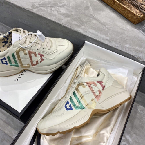 High Quality Luxury Womens Rhyton Gucci Logo Leather Sneaker Lovers product detail