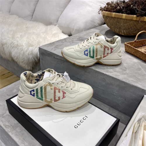 High Quality Luxury Womens Rhyton Gucci Logo Leather Sneaker Lovers product detail