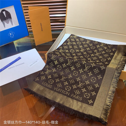 High Quality Luxury Louis Vuitton So Shine Monogram Scarf Shawl – Style 26676 product detail