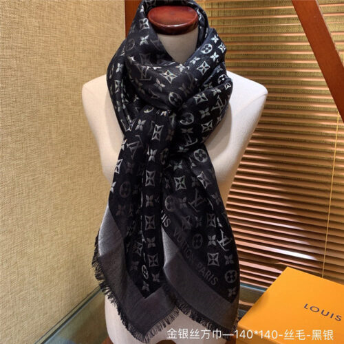 High Quality Luxury Louis Vuitton So Shine Monogram Scarf Shawl