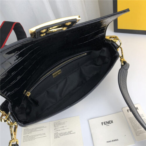 High Quality Luxury Fendi Crocodile Baguette Black product detail