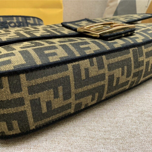 High Quality Luxury Fendi Baguette Jacquard FF Large Brown/Black Bags product detail