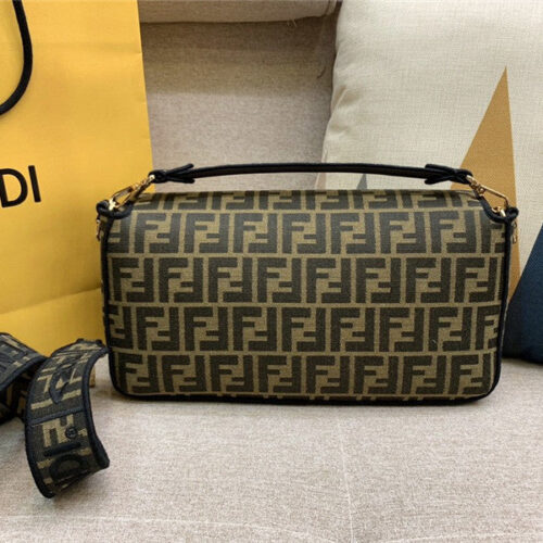 High Quality Luxury Fendi Baguette Jacquard FF Large Brown/Black Bags alternate view