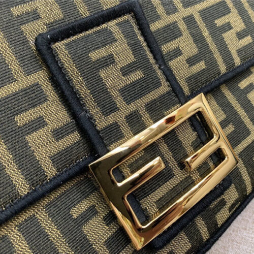 High Quality Luxury Fendi Baguette Jacquard FF Large Brown/Black Bags product detail
