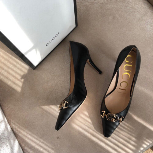 High Quality Luxury Gucci Zumi Mid-Heel Leather Pump Ladies Shoes alternate view