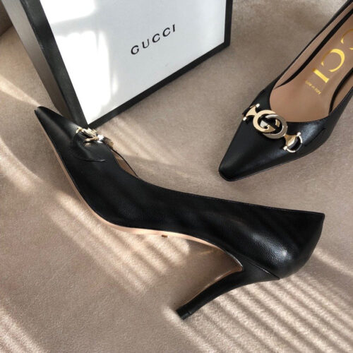 High Quality Luxury Gucci Zumi Mid-Heel Leather Pump Ladies Shoes product detail