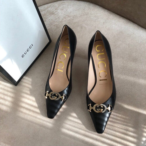 High Quality Luxury Gucci Zumi Mid-Heel Leather Pump Ladies Shoes product detail