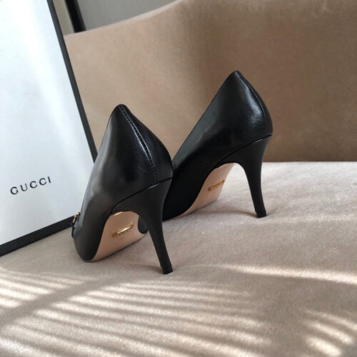High Quality Luxury Gucci Zumi Mid-Heel Leather Pump Ladies Shoes product detail