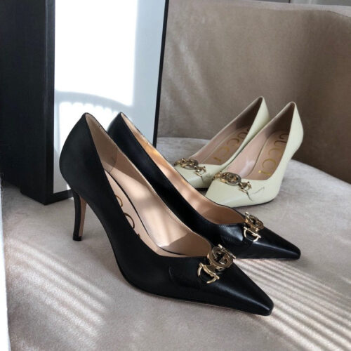 High Quality Luxury Gucci Zumi Mid-Heel Leather Pump Ladies Shoes product detail