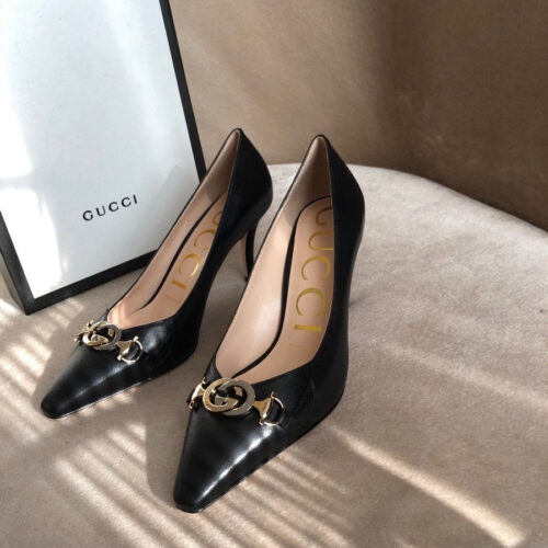 High Quality Luxury Gucci Zumi Mid-Heel Leather Pump Ladies Shoes product detail