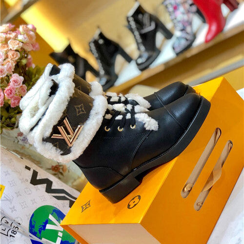 High Quality Luxury Louis Vuitton Ladies Wool Lace Up Boots – Style 97763 product detail