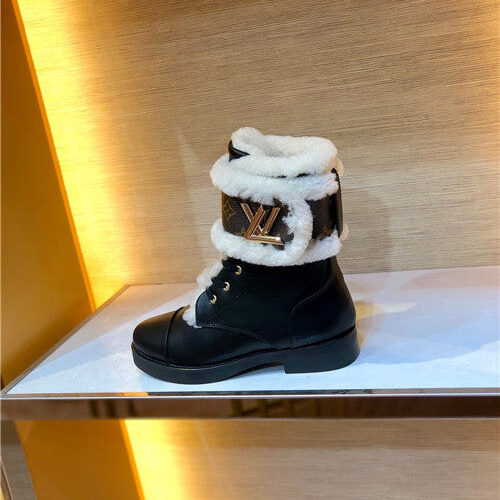High Quality Luxury Louis Vuitton Ladies Wool Lace Up Boots – Style 97763 product detail