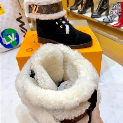 High Quality Luxury Louis Vuitton Ladies Wool Lace Up Boots product detail