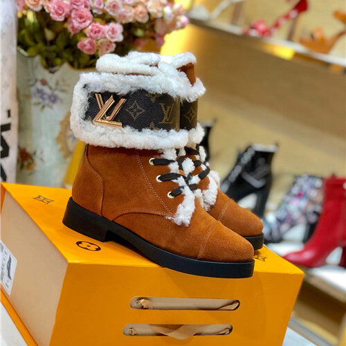High Quality Luxury Louis Vuitton Ladies Wool Lace Up Boots – Style 09635